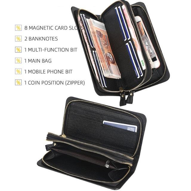 財布 メンズ 長財布 大容量 おしゃれ PUレザー ダブルファスナー 送料