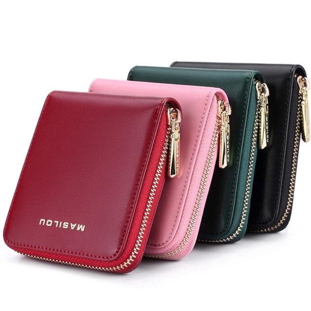 レディースラウンドファスナー小銭入れ付き二つ折り財布 財布 レディース メンズ 二つ折り ラウンドファスナー 革 4色 小銭入れ