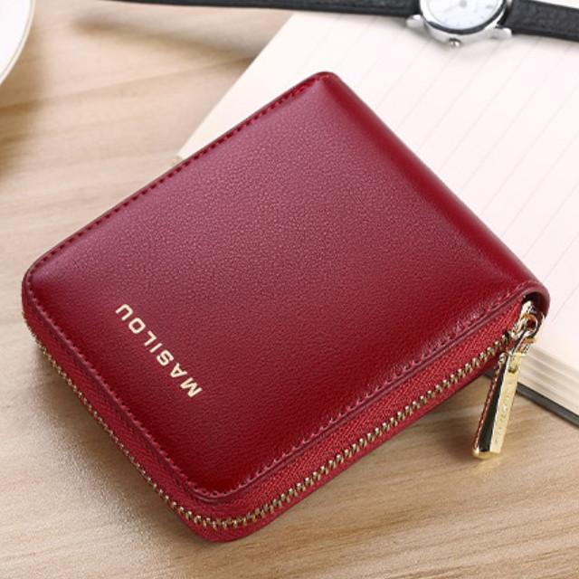 財布 レディース メンズ 二つ折り ラウンドファスナー 革 4色 小銭入れ