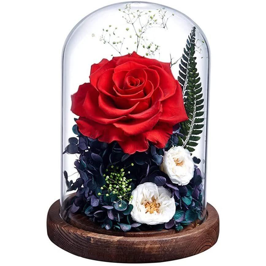 税込 プリザーブドフラワー 母の日 プレゼント ボックス 枯れない花 バラ 薔薇 花 結婚記念日 妻 ガラスドーム ローズ ぶりざーどフラワー 永遠の 花 ドライフラワー アレンジ ギフト ラッピング Fucoa Cl