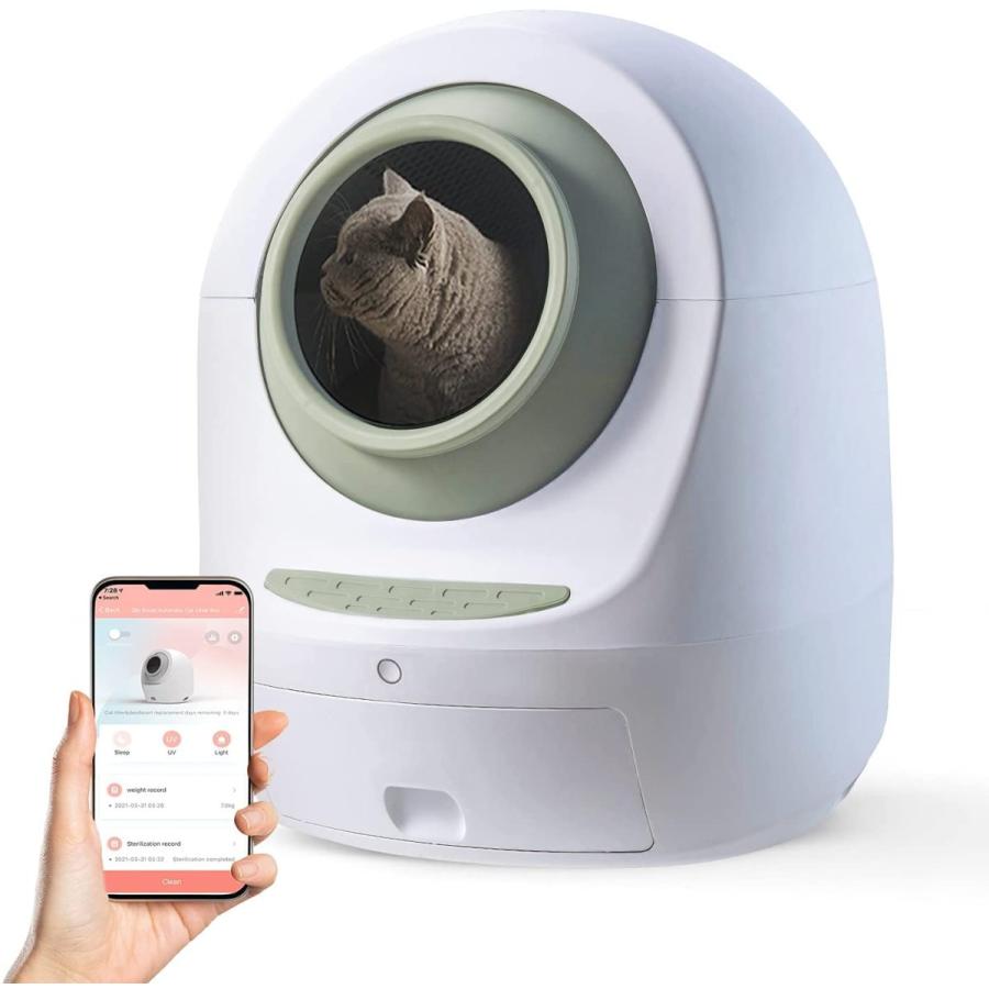 Qliq スマホで操作 全自動 猫トイレ スマホで操作 自動 お掃除 猫用 ロボットトイレ 臭いがもれない その他食器 餌やり 水やり用品 猫用品 多頭飼い対応 スマートネコトイレ コンパクトandエコ設 みよ商店 直販早割