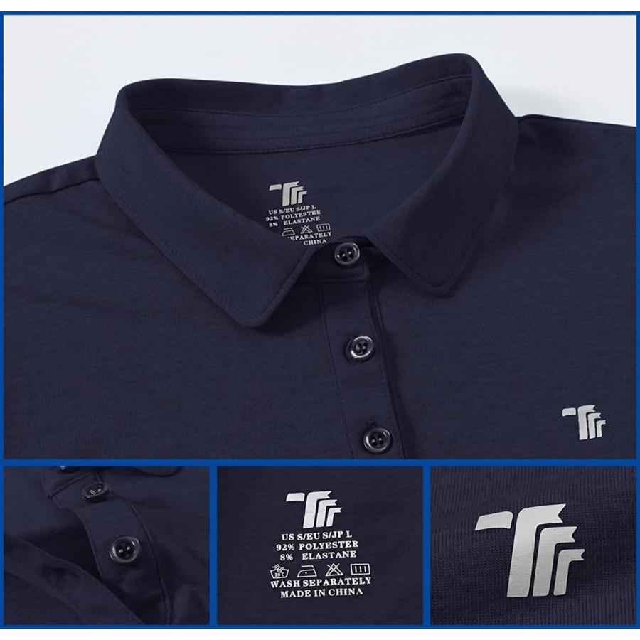 YSENTO ポロシャツ 半袖 レディース スリム 吸汗速乾 ビジネス 通勤 スポーツウェアー カジュアル Tシャツ 襟付き ネイビー M|miyokoshop|05