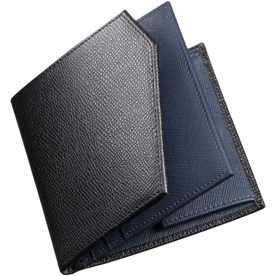 C Two Q 二つ折り財布 小銭入れ メンズ 人気 本革 キャッシュレス化対応 小さい 財布 ネイビー Ps 注目ブランドのギフト