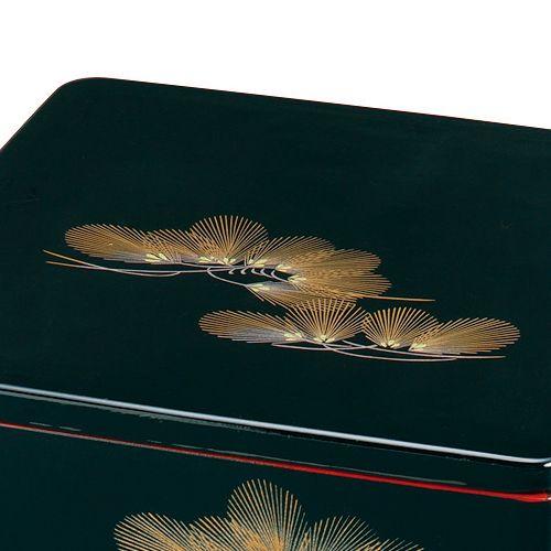 みよし漆器本舗 紀州塗り 7寸 三段 重箱 黒内朱 若松 運動会 大型