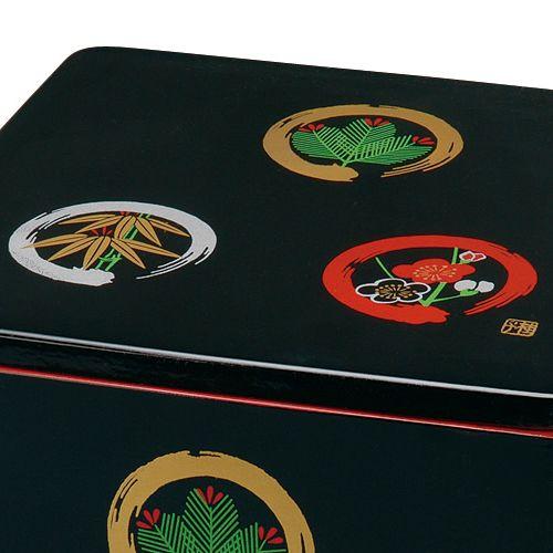 みよし漆器本舗 紀州塗り 7寸 三段 重箱 黒内朱 丸に松竹梅 運動会