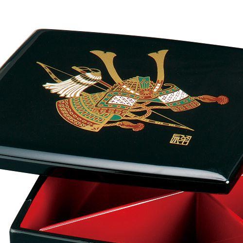 みよし漆器本舗 紀州塗り 5寸 胴張 二段 重箱 黒内朱 かぶと 運動会