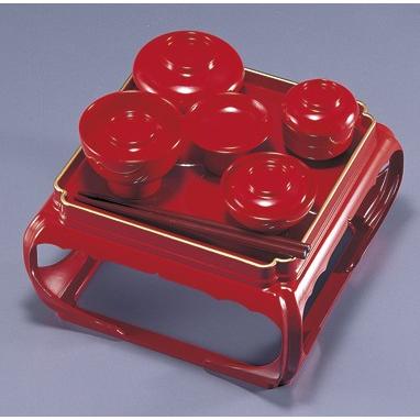 みよし漆器本舗 紀州塗り 7寸 御殿型仏器膳 総朱 椀付 21.5×21.5cm 霊