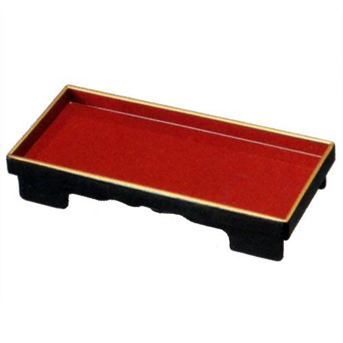 みよし漆器本舗 紀州塗り 7寸 長手膳（茶湯台） 黒内朱 金縁付 仏器膳