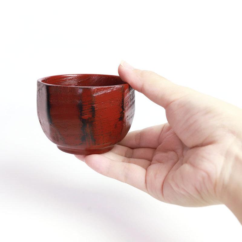 みよし漆器本舗 天然木製 ぐい呑み 亀甲 根来 漆塗り 根来塗り