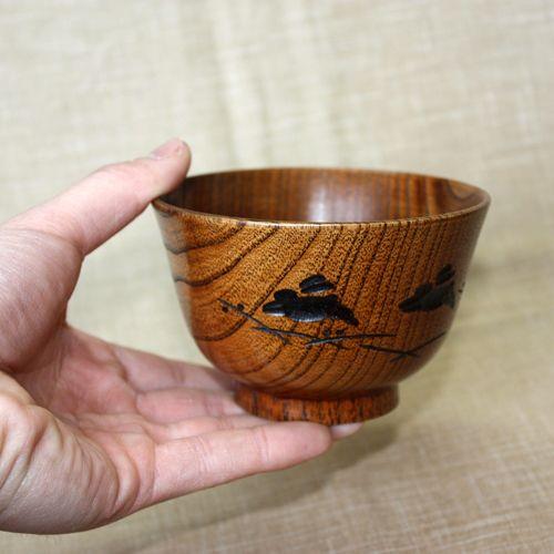 みよし漆器本舗 天然木製 汁椀 羽反型 うさぎ彫 漆塗り お椀 おわん