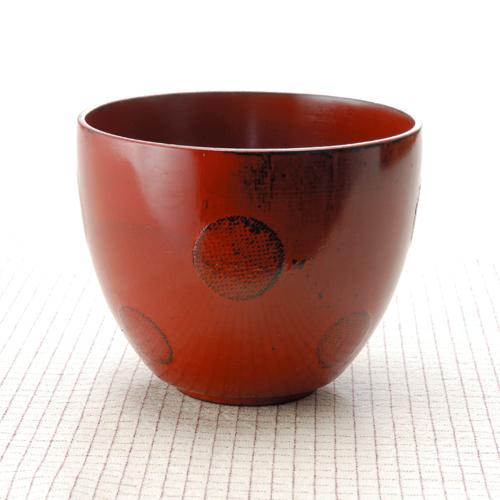みよし漆器本舗 天然木製 汁椀 お椀 おわん スープボウル 水玉 根来 漆