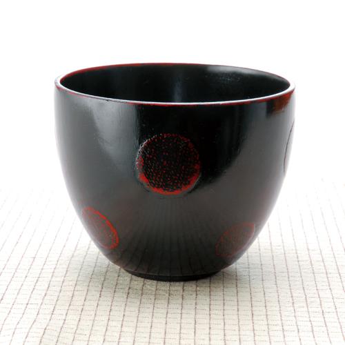 みよし漆器本舗 天然木製 汁椀 水玉 曙 漆塗り おしゃれ 味噌汁 和食器