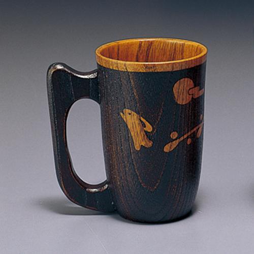 みよし漆器本舗 天然木製 ビールカップ ウサギ彫 漆塗り 晩酌 酒器