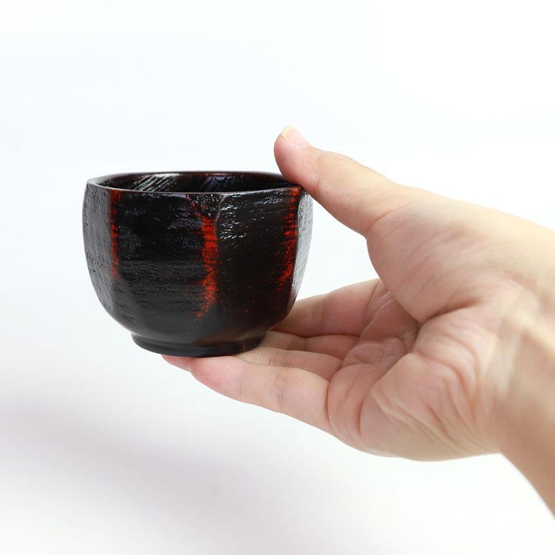 みよし漆器本舗 天然木製 ぐい呑み 亀甲 曙 漆塗り 曙塗り ぐいのみ お