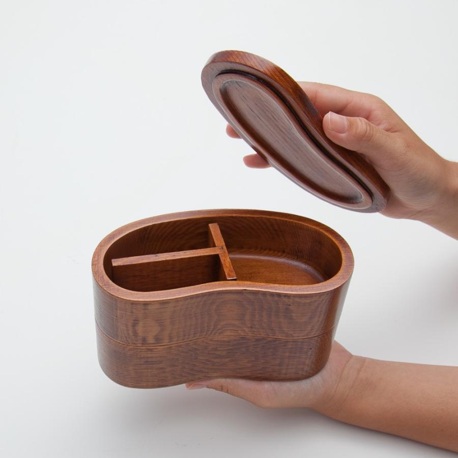 みよし漆器本舗 弁当箱 お弁当箱 子供 天然木製 くりぬき そらまめ 二