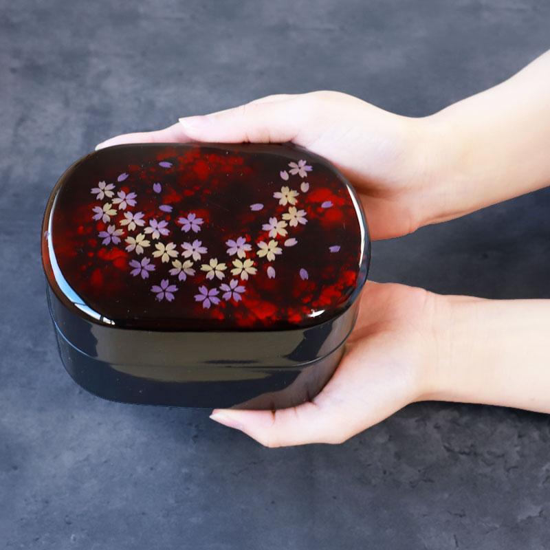 みよし漆器本舗 お弁当箱 紀州塗り 日本製 600ml 二段 別甲 べっ甲 彩
