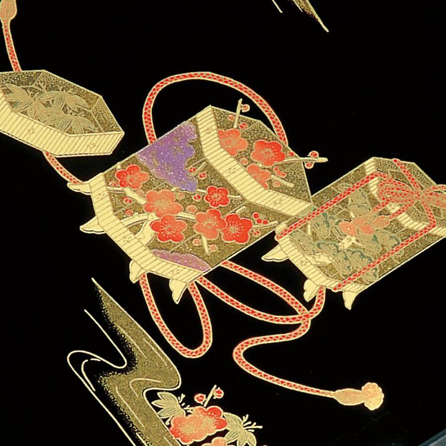 みよし漆器本舗 尺1寸 新丸型DX文庫 平安物語（金蒔絵・内梨子地塗