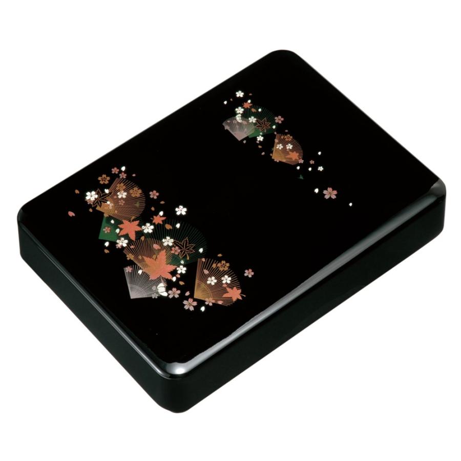 みよし漆器本舗 尺1寸 加伏文庫 黒 錦春秋 書類入れ 蓋付き 収納
