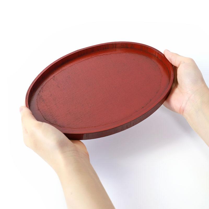 みよし漆器本舗 天然木製 小判盆 8寸 24cm 布貼り お盆 トレー みよし漆器本舗 天然木製 小判盆 8寸 24cm 布貼り お盆 トレー