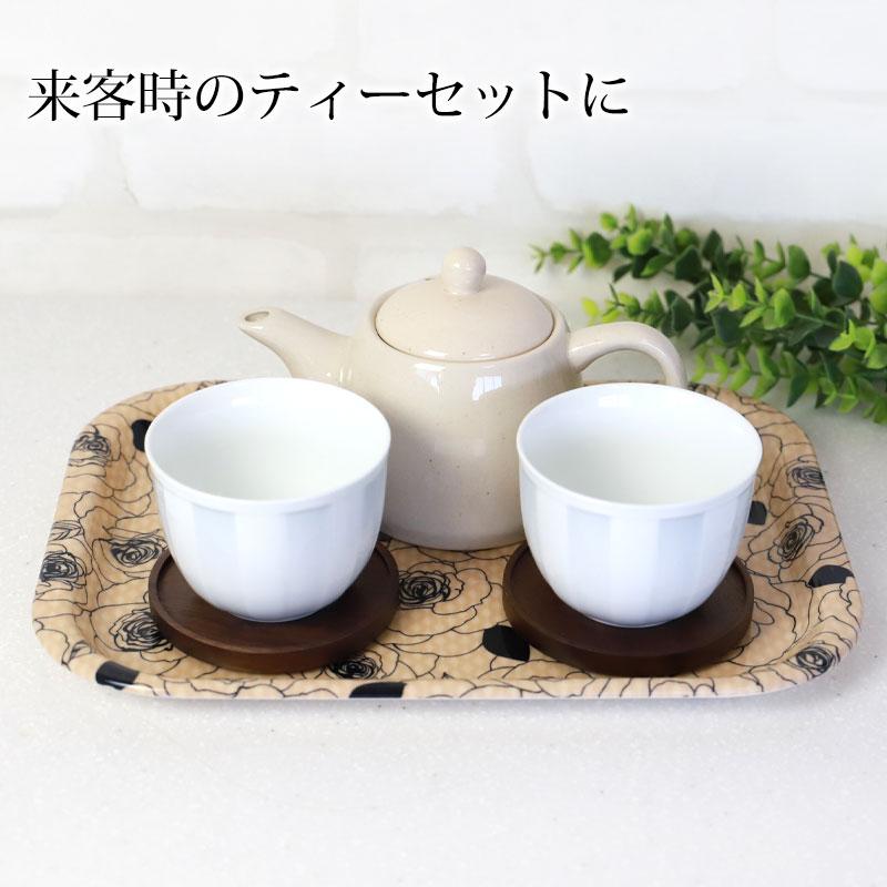 みよし漆器本舗 ノンスリップトレー ローズ 花柄 小長盆 ベージュ 30cm