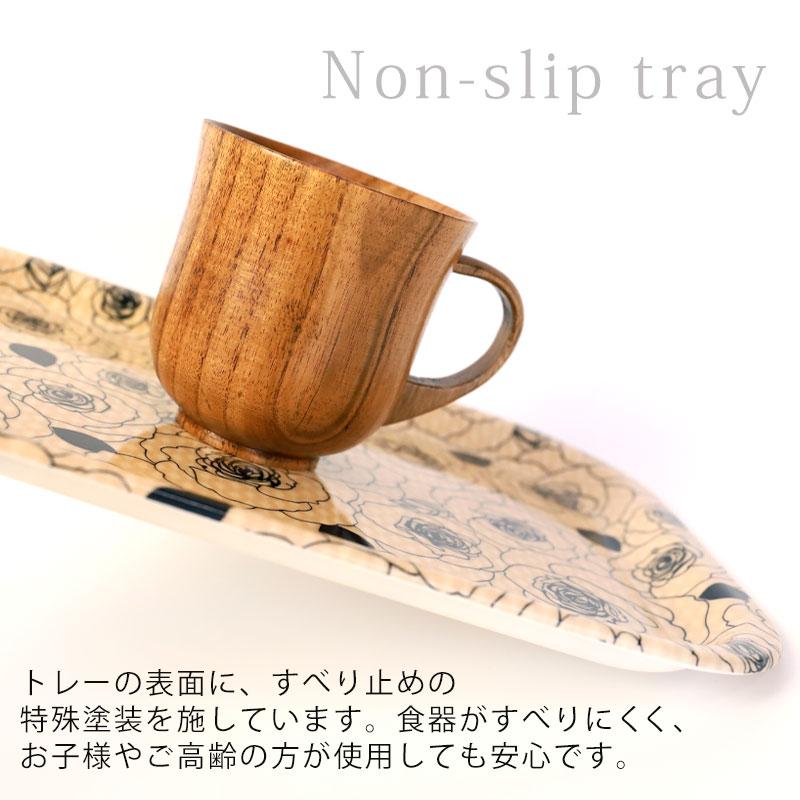 みよし漆器本舗 50%OFF ノンスリップトレー ローズ 花柄 小長盆