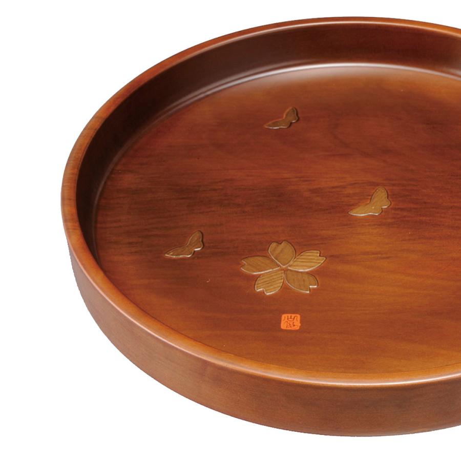 みよし漆器本舗 【クーポン有】 紀州塗り お盆 トレー 30cm 木製丸盆