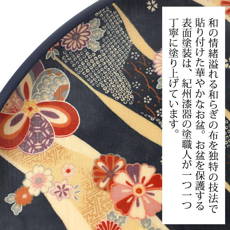 古風おしゃれ！高級！和風お盆！ みよし漆器本舗 お盆 トレー 30cm 紀州塗り 丸盆 紺友禅 おしゃれ 丸型