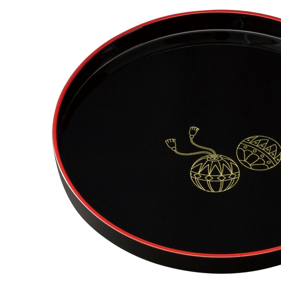 みよし漆器本舗 【クーポン有】 紀州塗り お盆 トレー 8寸 丸盆 黒