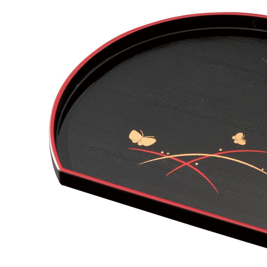 みよし漆器本舗 紀州塗り お盆 トレー 24cm おもてなし盆 黒 つゆ草