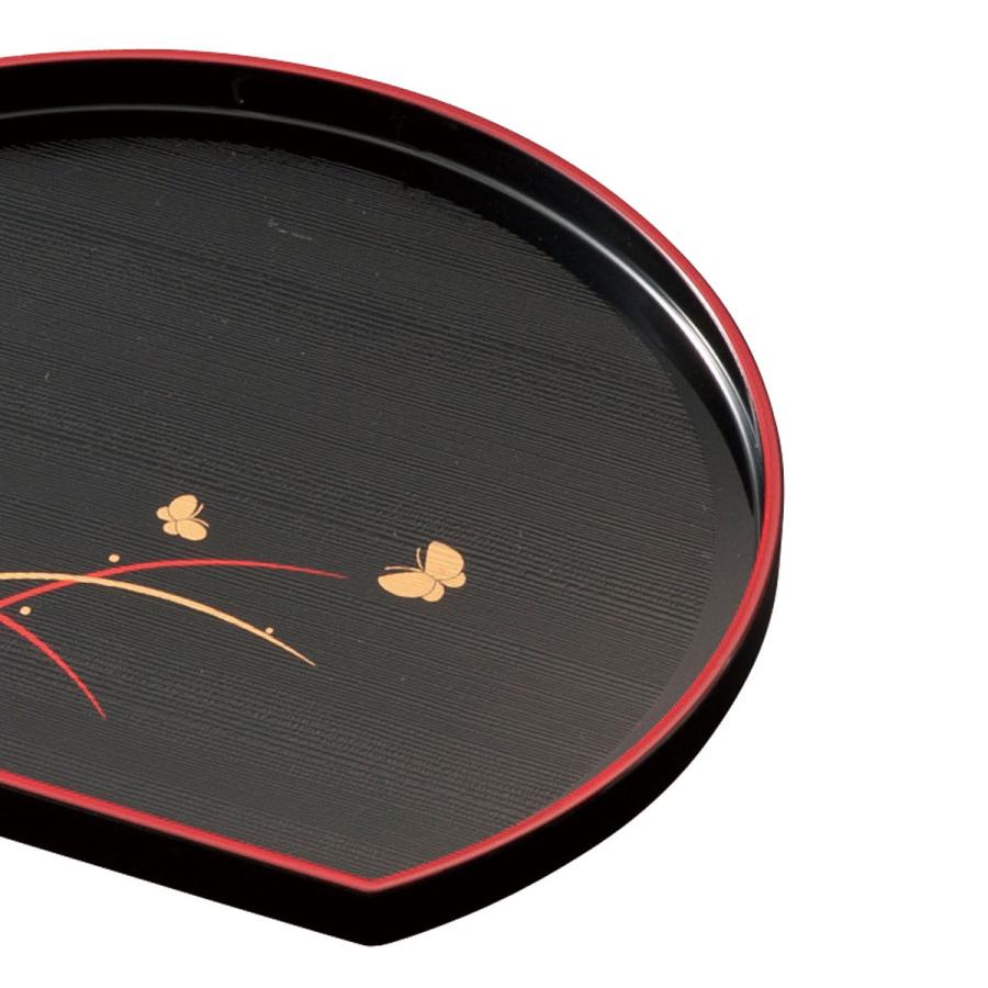 みよし漆器本舗 紀州塗り お盆 トレー 24cm おもてなし盆 黒 つゆ草