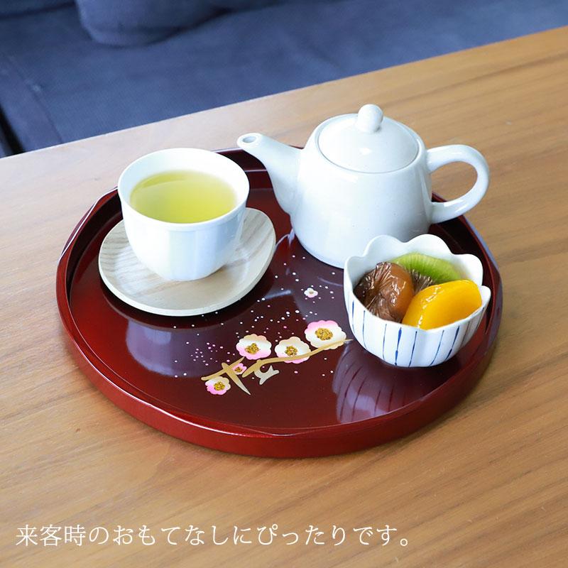 【紀州塗 金渕 天然木丸盆ペア】お盆 紀州漆器 黒 朱 赤御膳 春節 ひな祭り みよし漆器本舗 紀州塗り 9寸 丸盆 朱 格子雛 ひな祭り お盆 トレー
