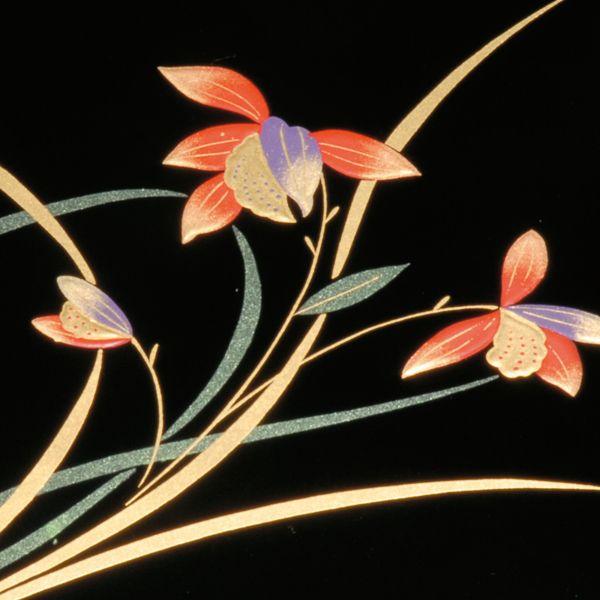 みよし漆器本舗 紀州塗り 尺寸 丸盆 黒 大和ラン お盆 トレー トレイ