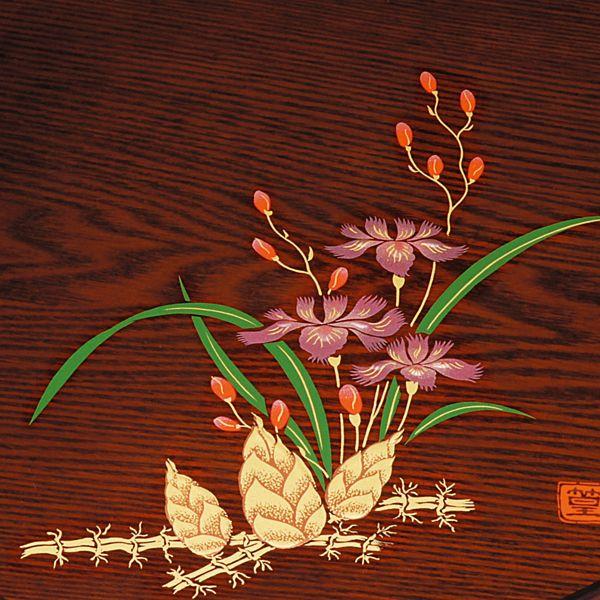 みよし漆器本舗 紀州塗り 尺寸 丸盆 黒檀杢 山路（盛絵） お盆 トレー