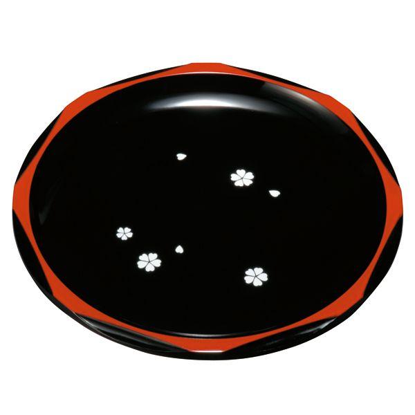 漆器 盆 丸盆 朱塗り 黒 伝統工芸 飾り盆 みよし漆器本舗 亀甲盆 黒 明月 紀州塗り 7.5寸 23cm お盆 トレー