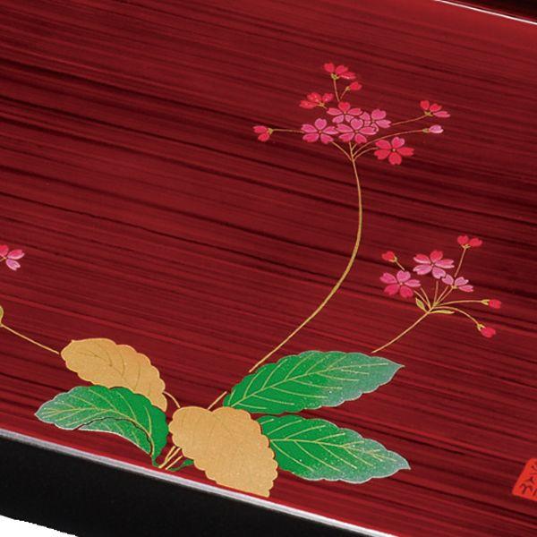 みよし漆器本舗 紀州塗り 尺6寸 長手盆 杢目 桜草 お盆 トレー トレイ