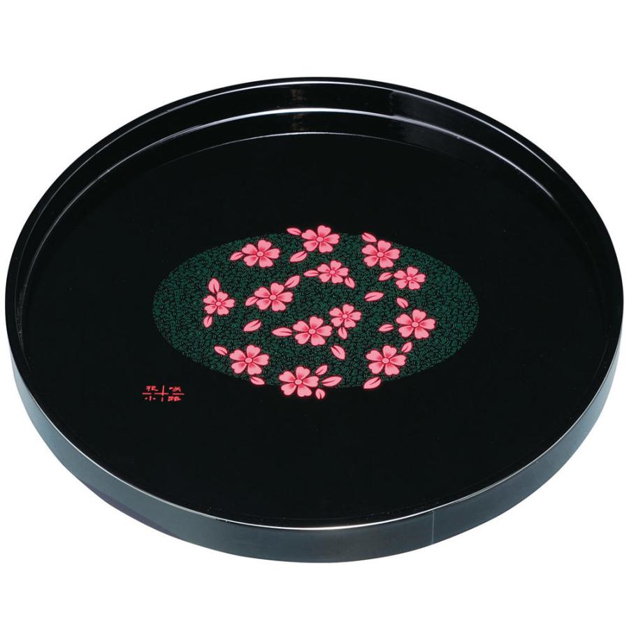 みよし漆器本舗 紀州塗 お盆 トレー 10寸 丸盆 黒 花咲小路 和風 和室