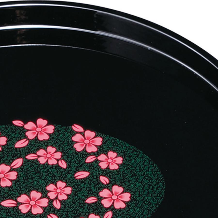 みよし漆器本舗 紀州塗 お盆 トレー 10寸 丸盆 黒 花咲小路 和風 和室