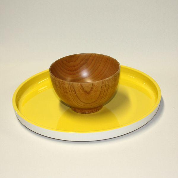 みよし漆器本舗 食洗機対応 お盆 トレー紀州塗り 8寸 丸ノンスリップ