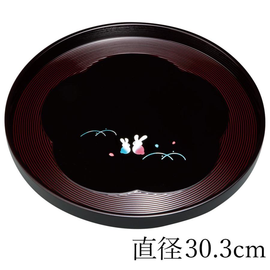 みよし漆器本舗 紀州塗り お盆 トレー 10寸 30.3cm 梅丸盆 溜 蒔絵 夢