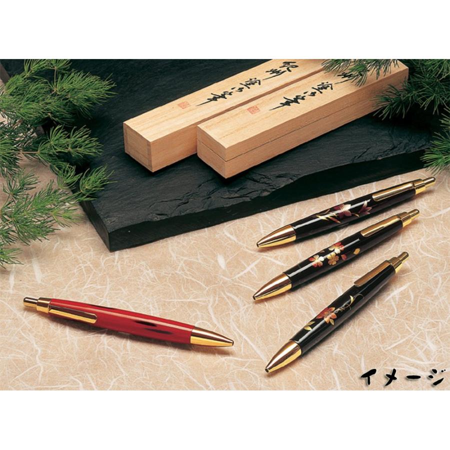 みよし漆器本舗 送料無料 紀州塗り 木製ボールペン 白 蒔絵 桔梗 日本