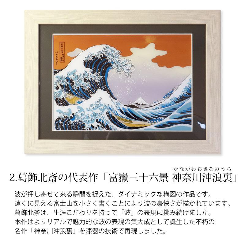 絵画 浮世絵 額縁 付き 48cm インテリア 日本画 葛飾北斎 富嶽三十六景 凱風快晴 神奈川沖浪裏 紀州塗り 名画 壁掛け 富士山 縁起物 プレゼント 海外 日本製｜miyoshi-ya｜04