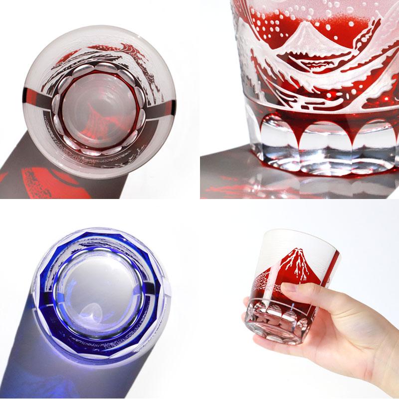 みよし漆器本舗 切子グラス 赤 青 ロックグラス おしゃれ 単品 みよし漆器本舗 切子グラス 赤 青 ロックグラス おしゃれ 単品
