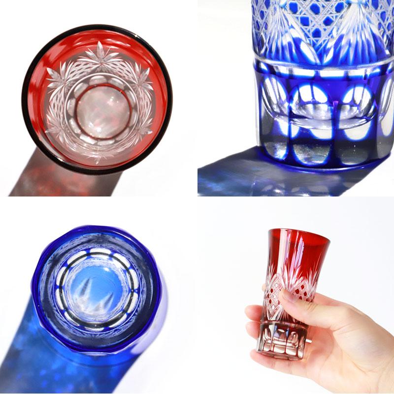 みよし漆器本舗 切子 一口 ビールグラス 100ml 八角籠目紋様