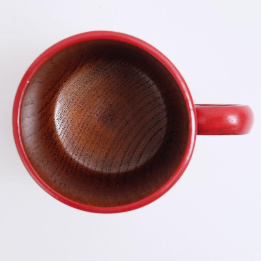 みよし漆器本舗 天然木製 Dマグカップ あわせ 根来 漆塗り 赤 レッド