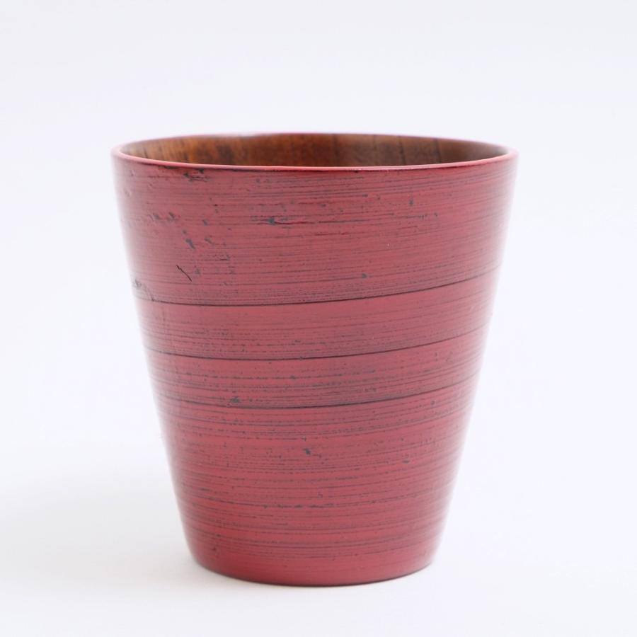 みよし漆器本舗 カップ 天然木製 フリーカップ ライン 根来 漆塗り