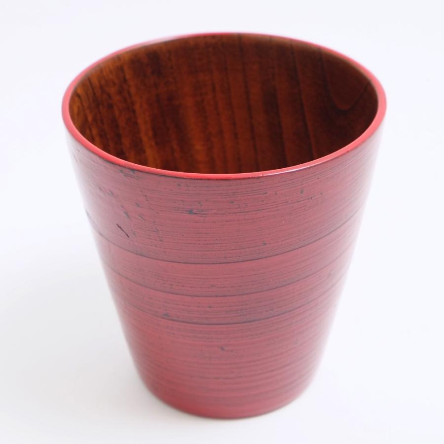 みよし漆器本舗 カップ 天然木製 フリーカップ ライン 根来 漆塗り