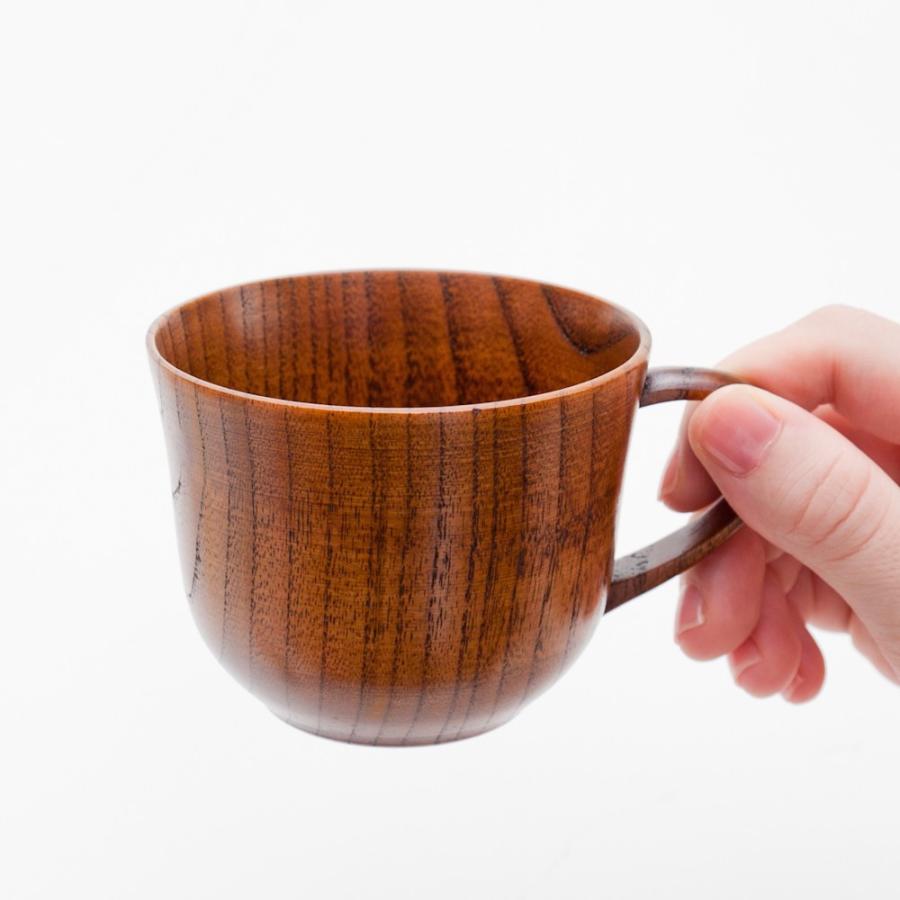 天然木製 かぐやコーヒーカップ 漆塗り 小さめ 小さい 割れにくい 軽い 軽量 コップ 熱くない 北欧 おしゃれ かわいい マグカップ ブラウン｜miyoshi-ya｜04