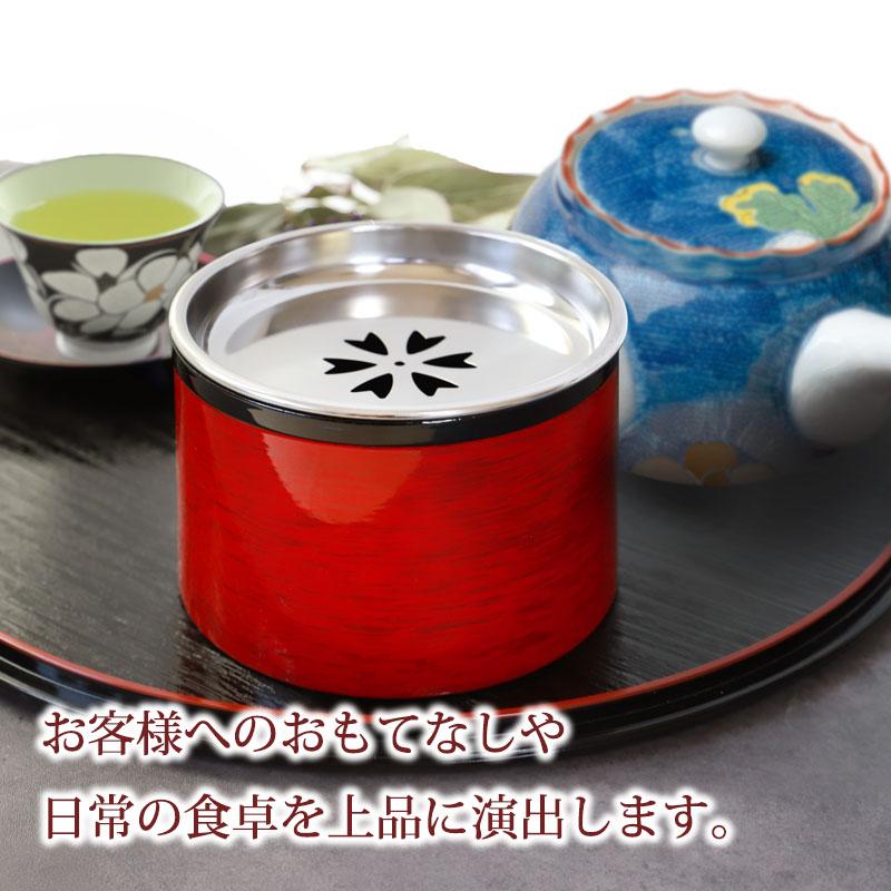 みよし漆器本舗 茶こぼし 紀州塗り 京アカネ（大） 紀州漆器 建水 茶筒