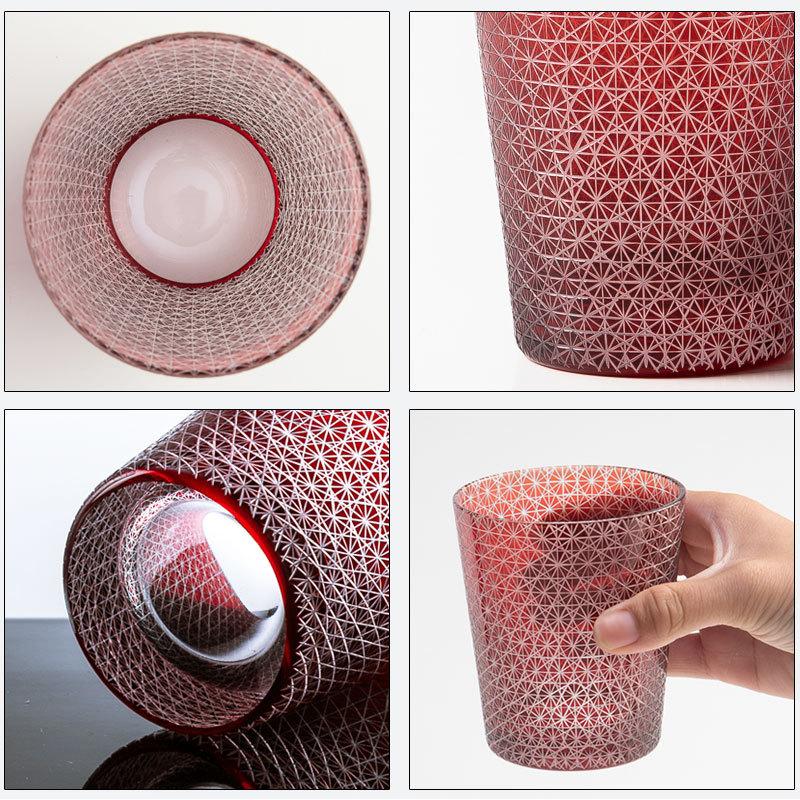 みよし漆器本舗 切子グラス キリコ レッド 赤 おしゃれ 単品 切子