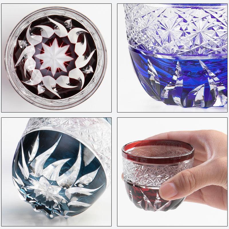 みよし漆器本舗 10％OFF 切子ぐい呑み盃 ペアセット 切子グラス 桐